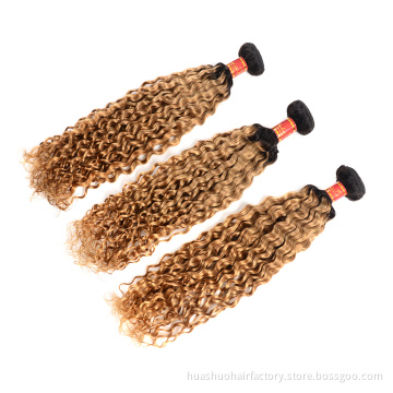 Single Donor Natural 1B 27 Color Cuticle Aligned 12 Inch Malaysian Water Curls Wave Virgin Hair 4 Bundles